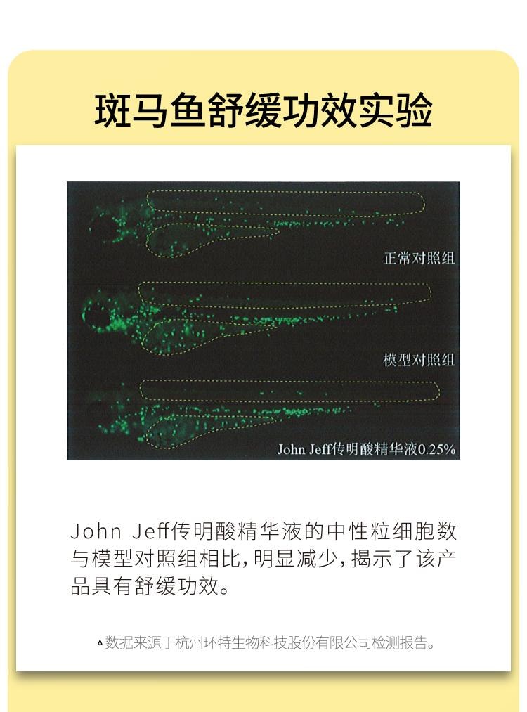 【中國直郵】 John Jeff 傳明酸精華液30ml 淨黃提亮 舒緩 抗氧抗糖