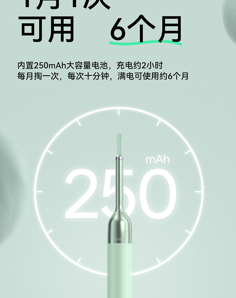 中國zdeer小E可視挖耳匙 1顆 霸氣乳綠