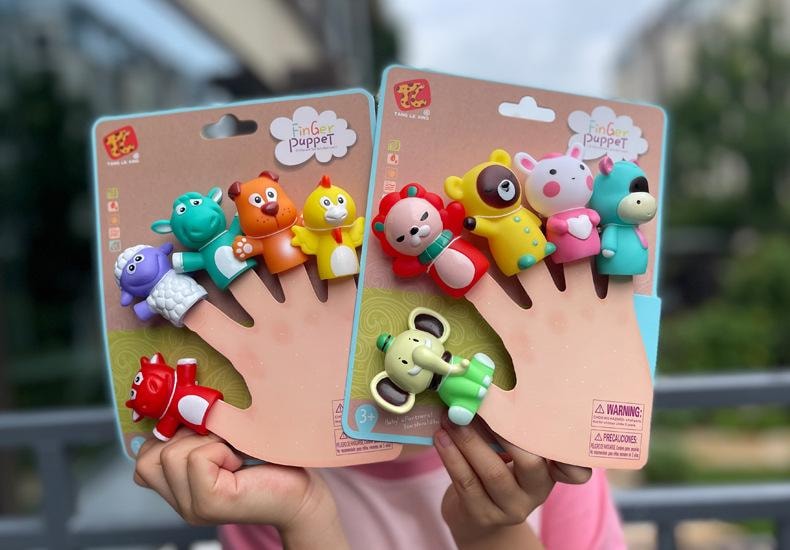 【中国直邮】 FOXTAIL 早教手指玩偶 讲故事 儿童 婴幼儿搪胶动物 摆件5只装*2份 -斑马款*|