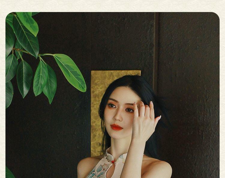 【中国直邮】 亦美珊 显瘦国风纯欲风新中式泳衣 荷花粉色L码