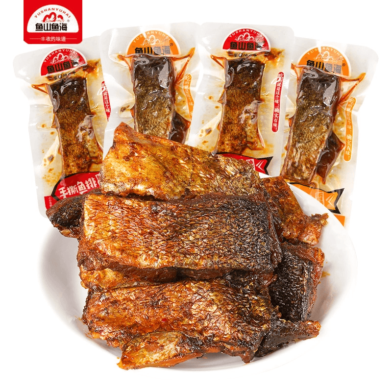 鱼山鱼海 香辣鱼排 湖南特产即食鱼干麻辣零食小吃 香辣味 5袋*1包约200g