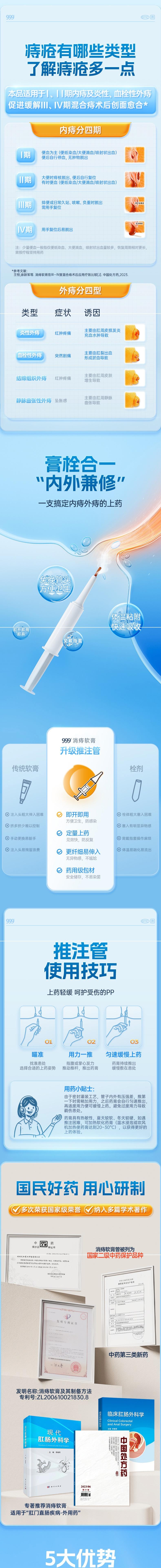 【中国直邮】999 消痔软膏 肛裂痔疮膏 凉血止血消肿止痛 2支装