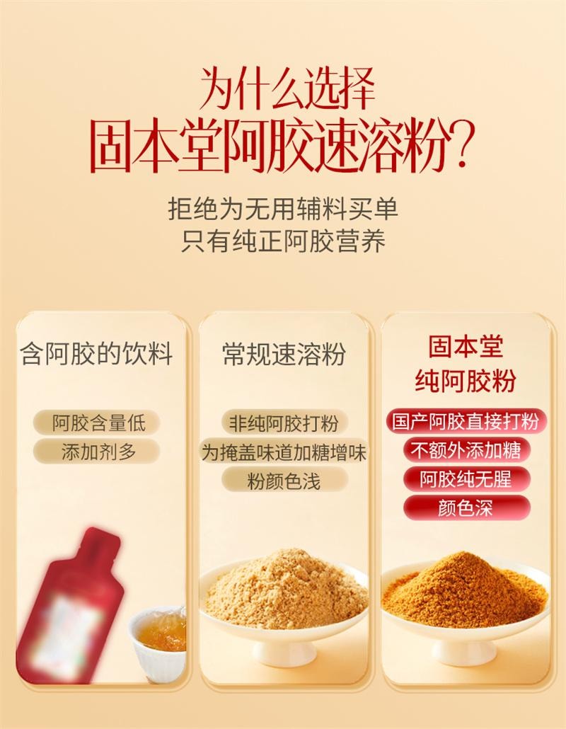 【中国直邮】 固本堂 阿胶速溶粉原粉阿胶粉东阿气血调理 3g*16袋
