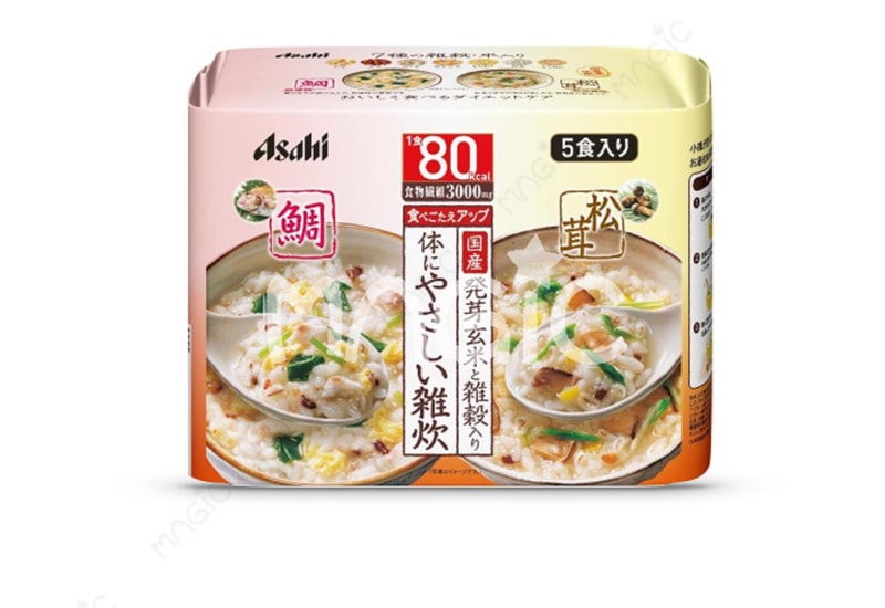 【日本直邮】日本朝日ASAHI 低热量 速食 代餐粥 低脂低卡 发芽玄米烩饭粥 5袋2种口味入
