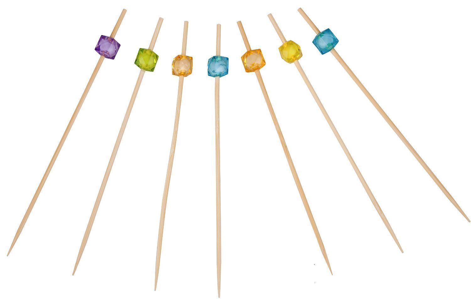Cocktail Picks 4.7" Handmade Multicolor Appetizer Bamboo Toothpicks 100ct Multicolor
