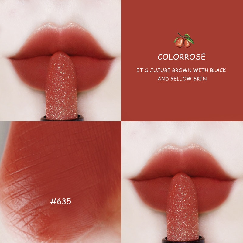 中國colorrose豆沙色奶油水感鑽石唇膏口紅 玫瑰紅639