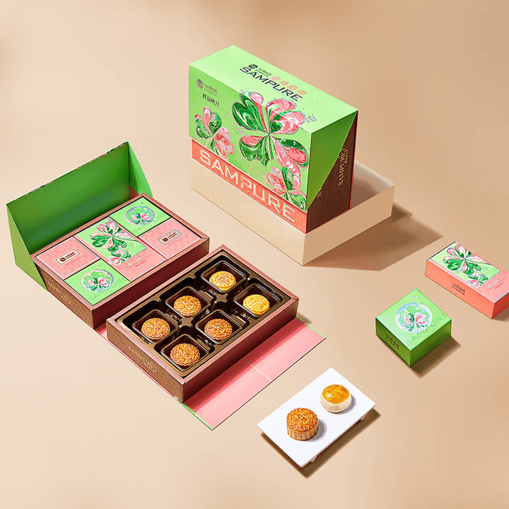 【中國直郵】 臻味坊 鮮品映月中秋月餅禮盒 B版綠色 940g 高檔新式健康流心月餅送禮