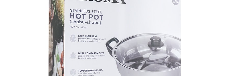 Dual-Sided Shabu Hot Pot, 5Qt, Stainless Steel Aroma Housewares 3