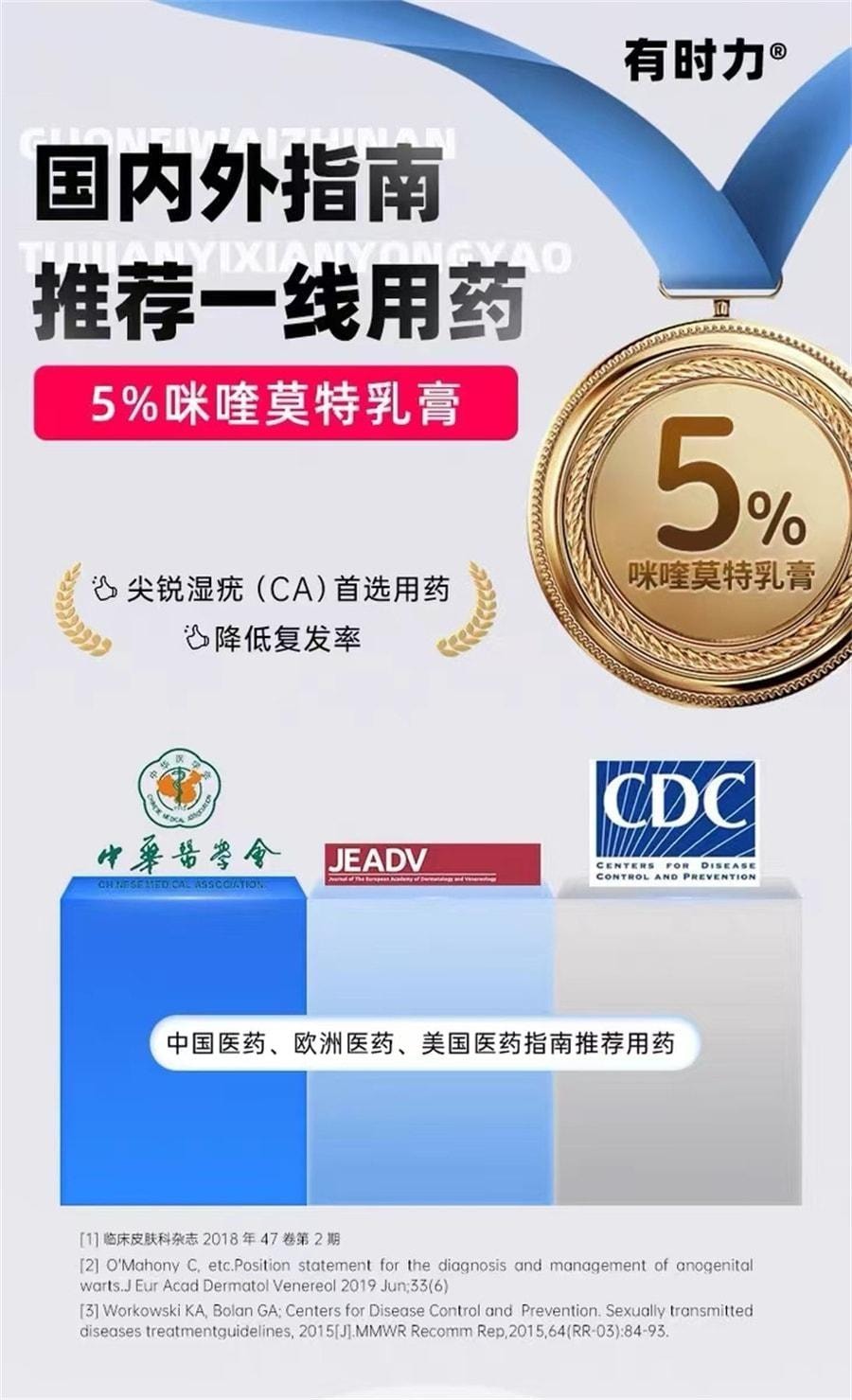 【中国直邮】 有时力 咪喹莫特乳膏 治疗尖锐湿疣扁平疣 12袋/盒(医师推荐拍3盒)