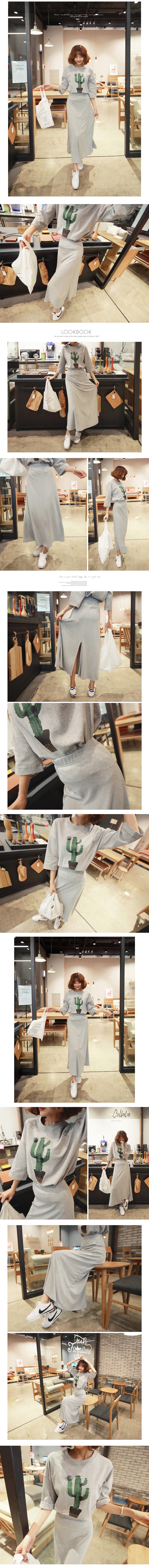 韩国正品 MAGZERO 仙人掌图案和服袖T恤 #灰色 均码(S-M) [免费配送]