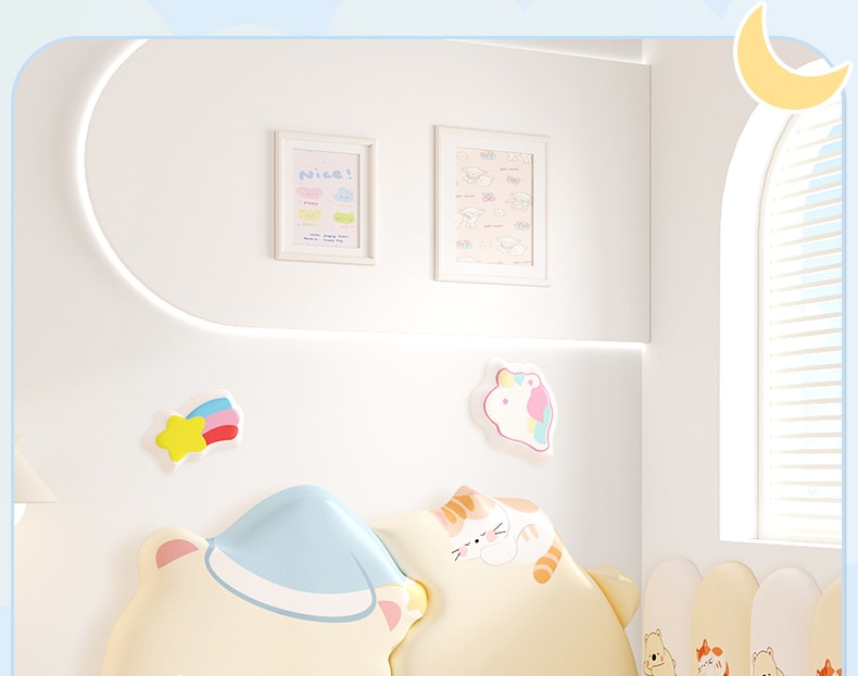 Head Soft Bag Children's Room Headboard For Boys And Girls Anti-Collision Wall Adhesive - Cat Model 180cm*82.4cm 1 Pc