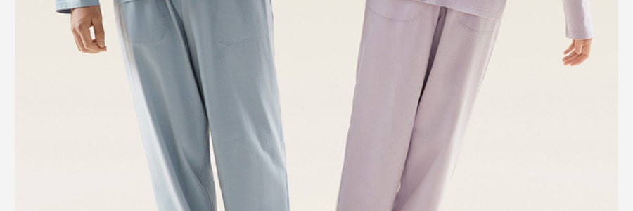 BANANAIN蕉內 301S棉棉睡衣小姐翻領家居服套裝95%棉5%彈性纖維 周冬雨同款 粉紫 XL碼