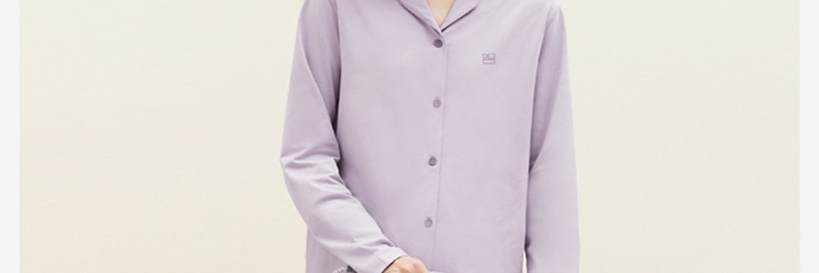 BANANAIN蕉內 301S棉棉睡衣女士翻領家居服套裝95%棉5%彈力纖維 周冬雨同款 粉紫 L碼
