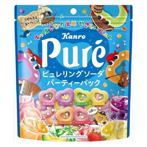 【日本直郵】KANRO甘樂 Pure原漿心形果汁蘇打軟糖 156g