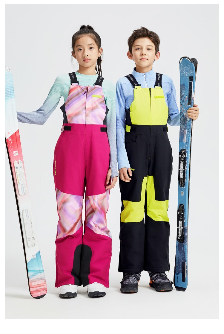 【中國直郵】 moodytiger兒童Aurora背帶滑雪褲 量子綠光 150cm