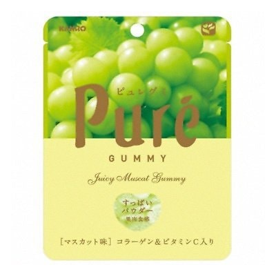 【日本直邮】日本KANRO PURE果肉果汁咀嚼弹力软糖 绿葡萄味 1.9oz