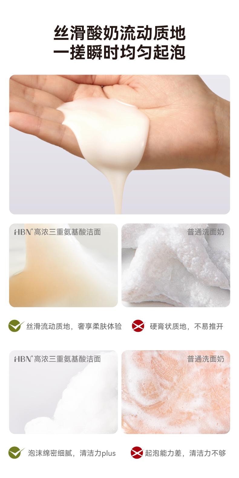 【中国直邮】 HBN 臻润安颜云感三重氨基酸洗面奶100ml 贵妇SPA级洁肤体验