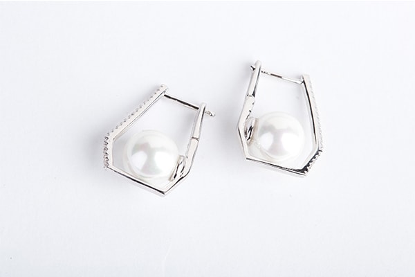 Sterling Silver Pearl Square Earrings