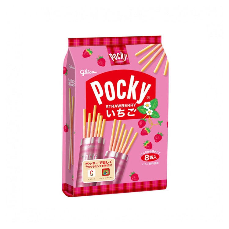 【日本直邮】GLICO格力高 POCKY百奇 草莓涂层饼干棒 8袋入 133g
