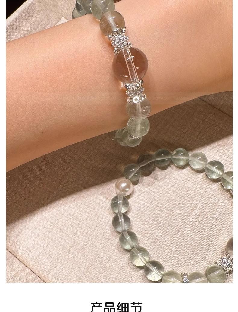 【青雲直上】綠野仙蹤 天然綠螢石白水晶手鍊 | 貝珠疊戴仙女款 | 能量療癒手串 |小眾設計10mm 情人節送禮佳選