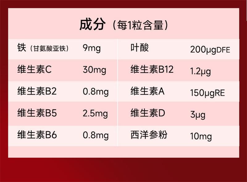【中国直邮】 DOBO 花旗参补铁片63粒/盒剂养器贫血女性孕妇孕期哺乳期血补片铁剂铁元素
