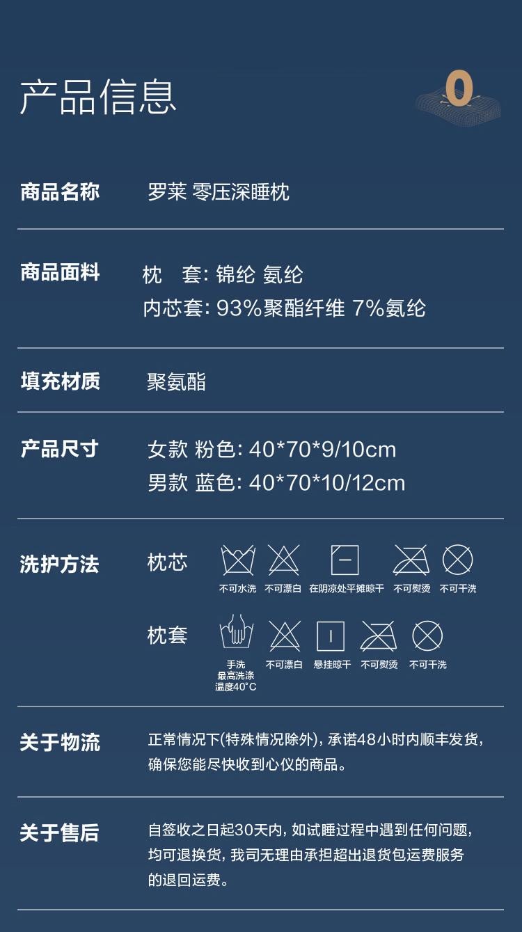 【中国直邮】罗莱家纺 零压深睡枕护颈椎辅助睡眠A类枕芯礼盒装 粉色 枕高可调节9-10cm