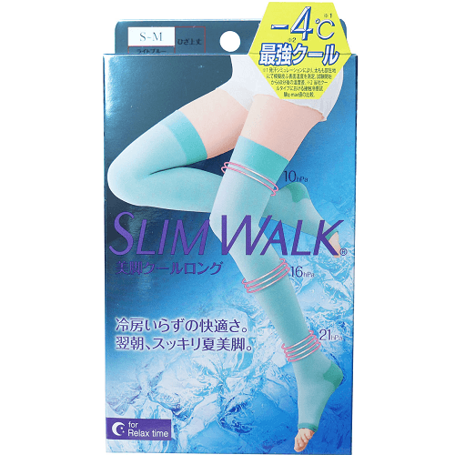 日本 SLIMWALK 強壓力長筒涼感美腿纖瘦腿塑形襪 S-M 1pcs