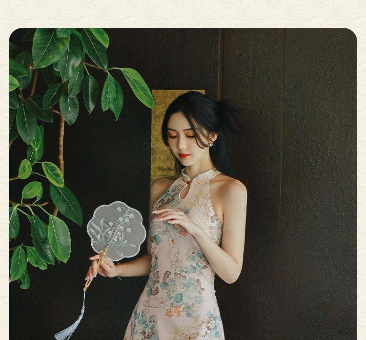 【中国直邮】 亦美珊 显瘦国风纯欲风新中式泳衣 荷花粉色L码