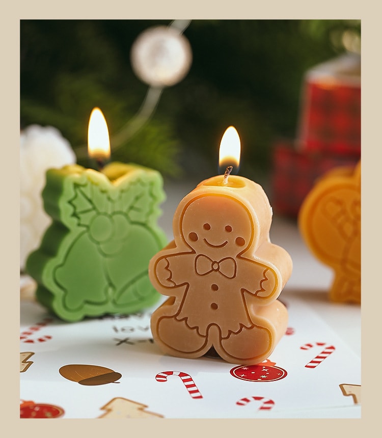 海蓝星 圣诞老人 铃铛 雪花 姜饼人 造型大豆香薰蜡烛 英国梨与小苍兰 礼盒 浴室客厅氛围蜡烛 150克