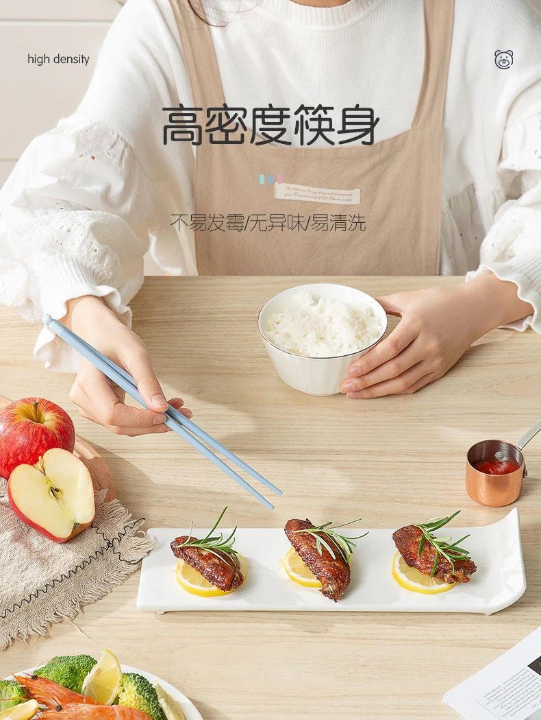 【廚房必備】中國 雙槍 馬卡龍色 可愛萌趣風 小熊合金筷子 家用防滑耐高溫 不易發黴抗菌合金筷 5雙裝