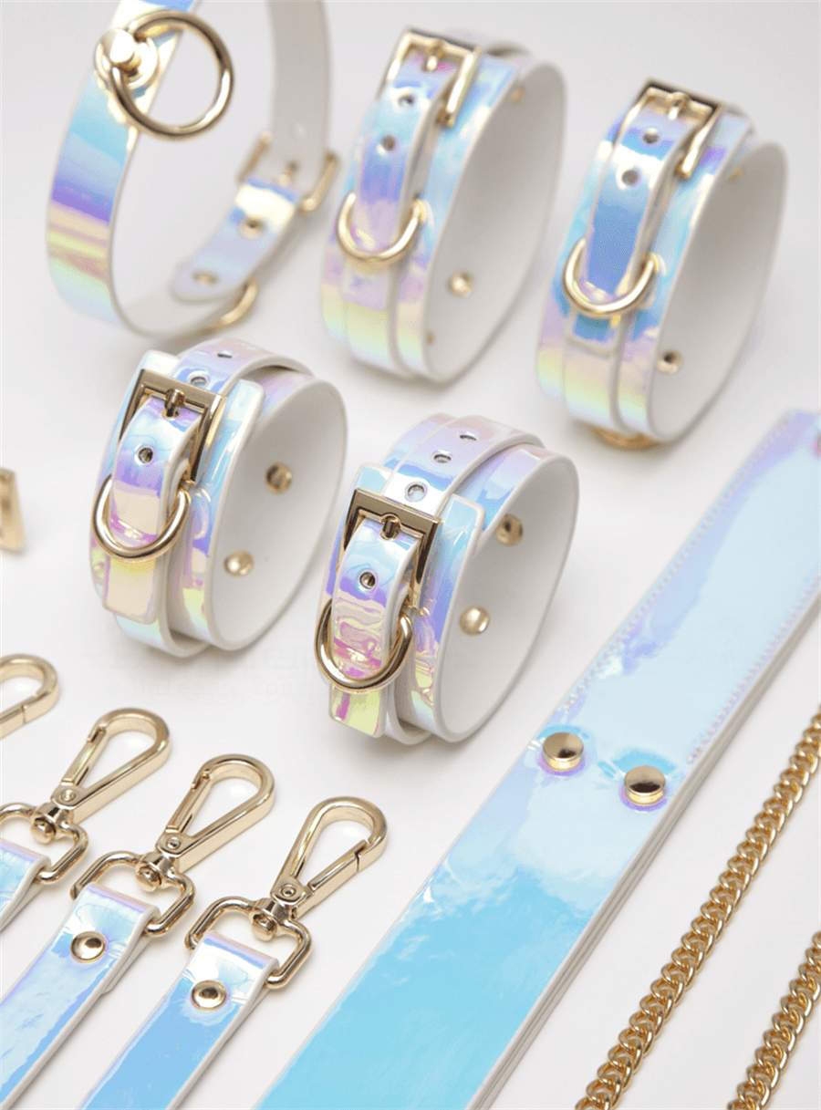 BDSM Iridescent Professional Training Bondage Set with Lead Chain and Paddle