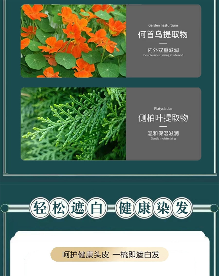【中国直邮】 南京同仁堂 染发剂植物纯自然黑天然无刺激泡泡一洗黑自己在家染发膏 棕黑色 500ml