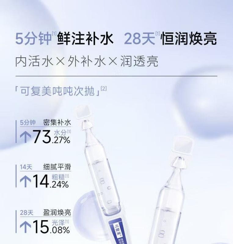 【中國直郵】 可複美 玻尿酸鈉藻萃盈潤保濕次拋精華液 噸噸噸次拋 補水保濕修護透亮 1.5ml*30支裝 敏感肌可用【院線同款】