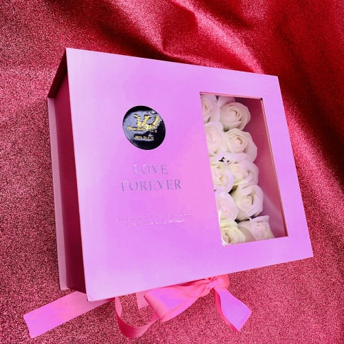 Valentine's day eternal flower soap white rose gift box