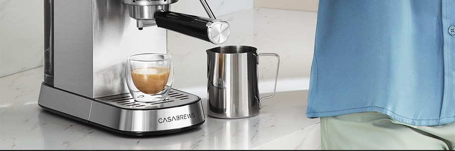 美国CASABREWS咖佰士 意式咖啡机 34oz水箱 半自动打奶泡机 CM5418