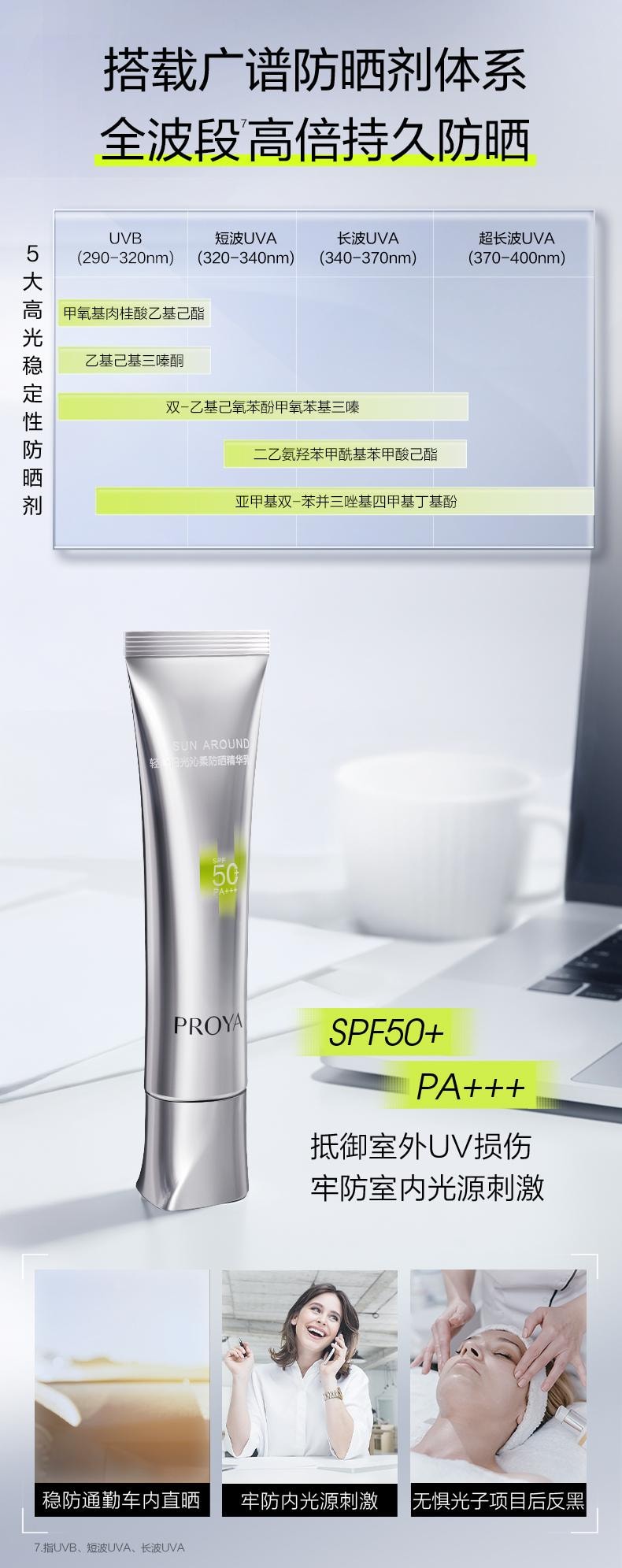【中国直邮】 珀莱雅 超膜银管沁柔防晒50ml SPF50+ PA+++  清透贴妆 高倍防晒隔离 敏感肌可用