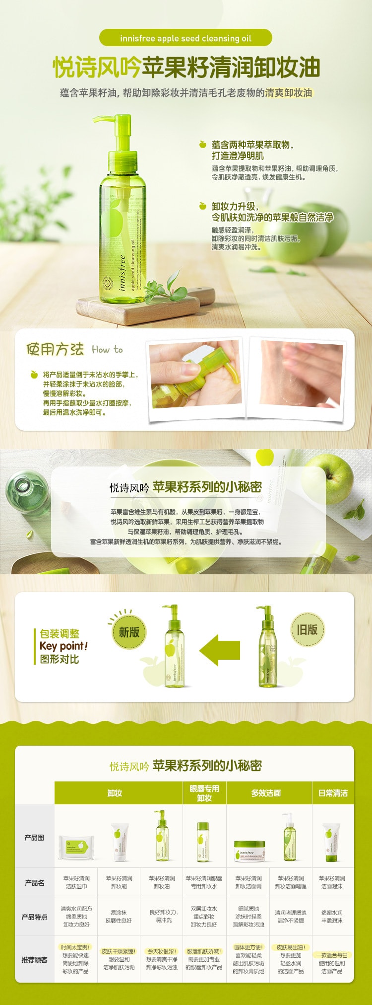 [韩国直邮] INNISFREE苹果籽清润卸妆油 150ML