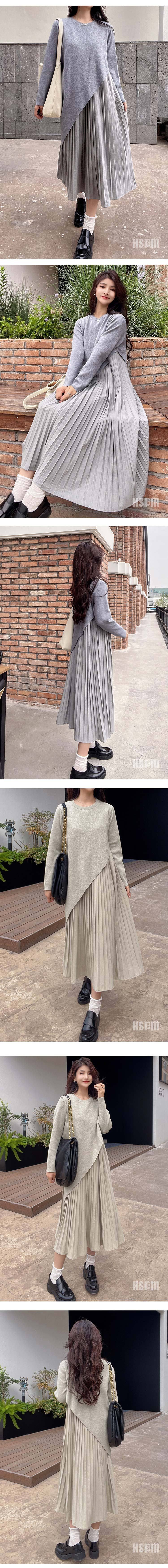 【中国直邮】HSPM新款不规则连衣裙 M 灰色
