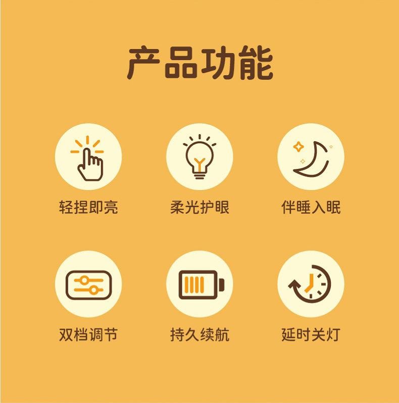 乐家精品 卡皮巴拉 硅胶小夜灯 氛围温馨伴睡 柔光护眼  USB充电 可爱实用创意礼物 9.8*16.5*11cm