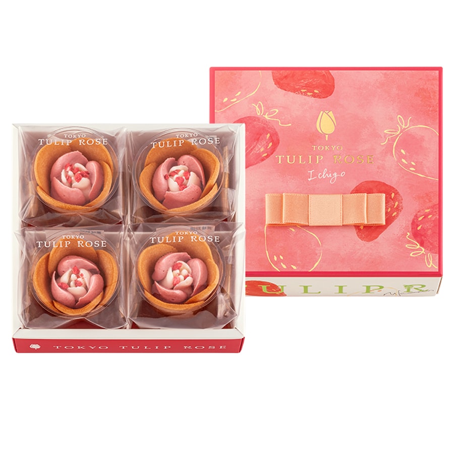 【日本直邮】日本 TOKYO TULIP ROSE 高端郁金香玫瑰 春季限定 梦幻花朵甜点 草莓味 4个