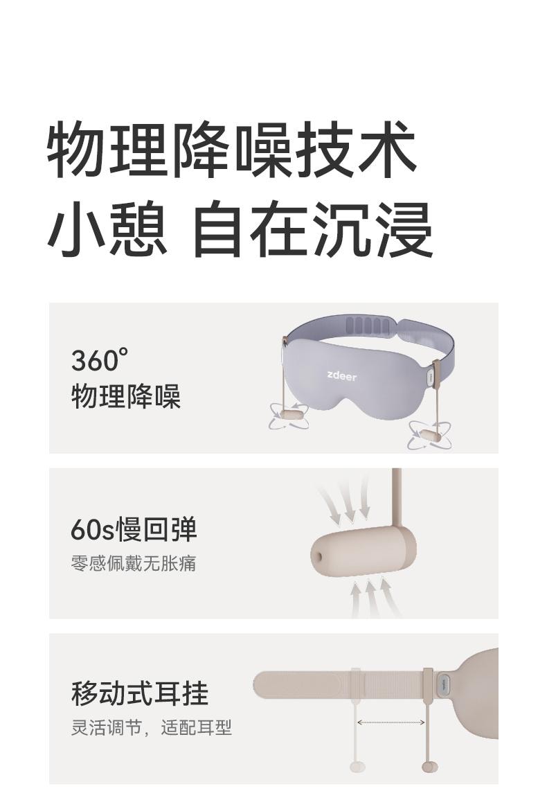 左点 zdeer眼部按摩仪 护眼智能眼罩缓解疲劳  ZD-RE0201 驼色 1件