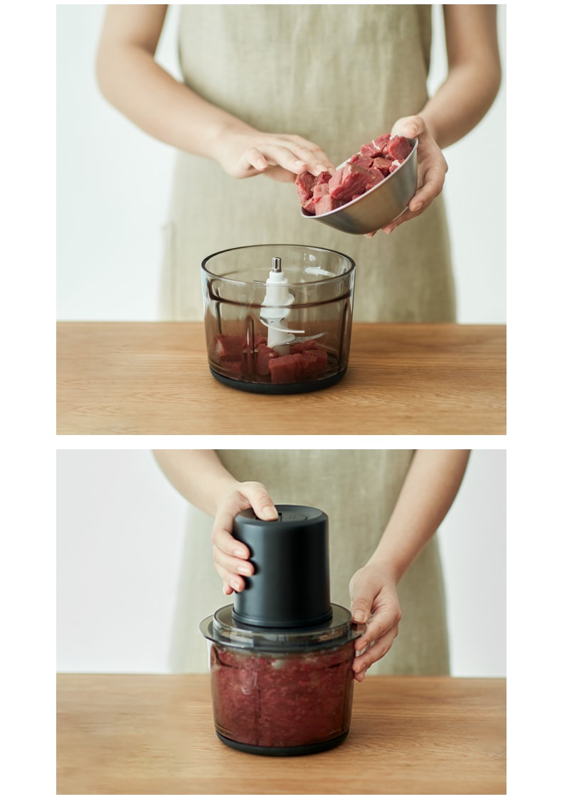 OLAYKS 1.2L 绞肉机家用电动小型多功能全自动搅拌机碎肉打馅蒜泥机 电压100-120V通用