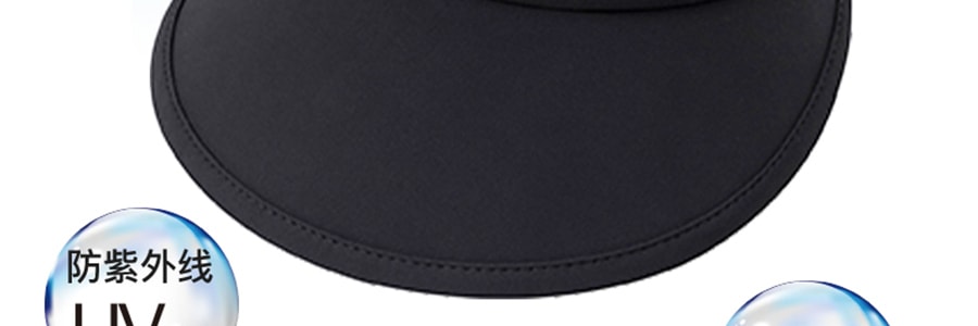 ZAUO 防曬帽 防曬帽防紫外線遮陽帽 空頂帽可調式運動帽 收納版 黑色 帽簷10cm【亞米獨家】