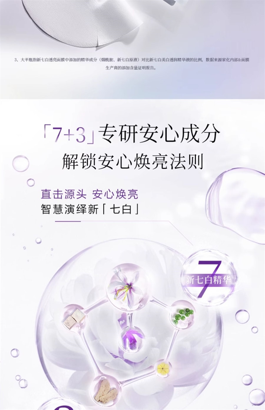 【中國直效郵件】佰草集 全新七白燈管精華面膜貼片保濕煥亮玻尿酸菸鹼醯胺 6片/盒