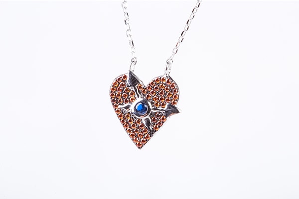 Sterling Silver Orange heart necklace