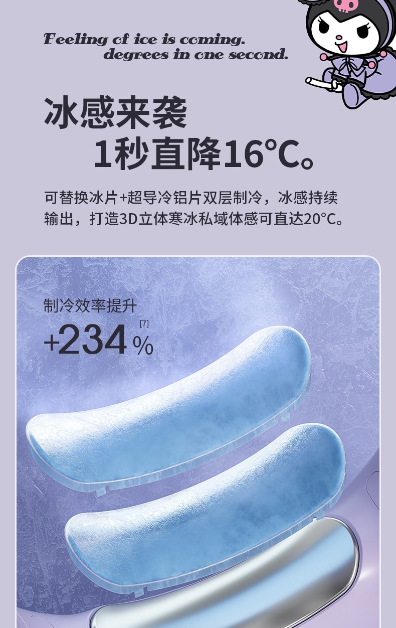 【中国直邮】FOXTAIL 三丽鸥款半导体制冷挂脖风扇 便携式充电风扇 静音户外风扇-库洛米 1件丨*预计到达时间3-4周