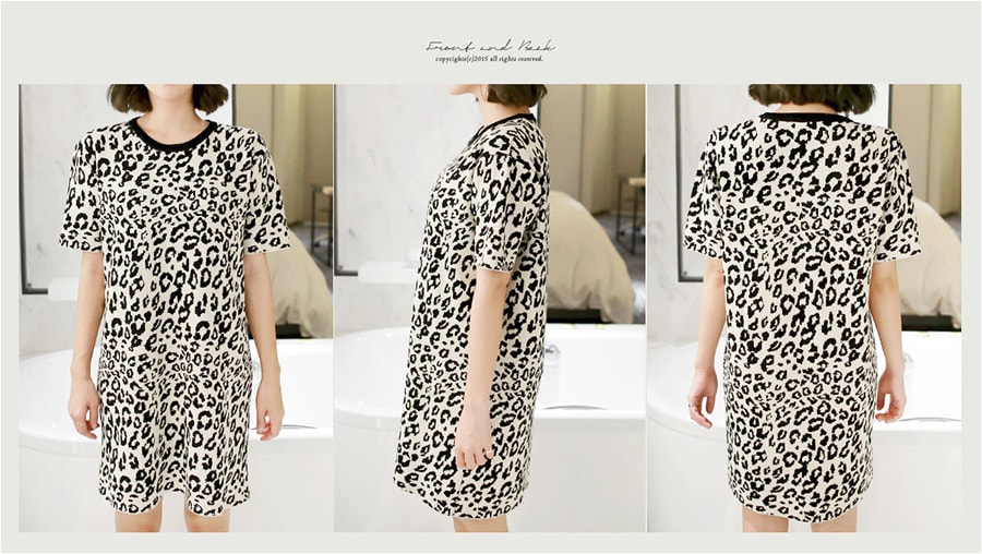 [KOREA] Leopard Sweater Dress #Beige&amp;Black One Size(S-M) [免费配送]