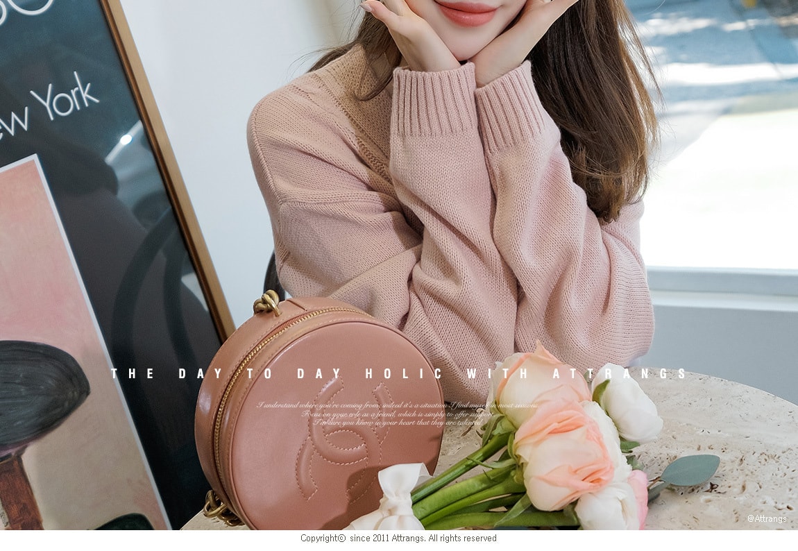 【韩国直邮】ATTRANGS V领麻花纹开襟衫 粉色 均码