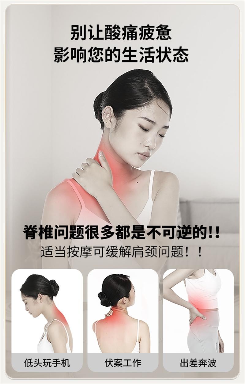 【中国直邮】 妙界 R3se颈椎按摩仪揉捏肩颈斜方肌热敷腰按摩披肩 碳钢黑 1个装