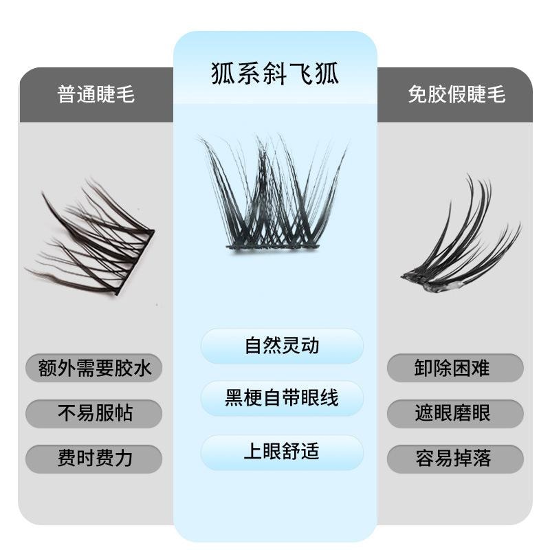  萌睫尚品 嘿嘿系列 免膠分段假睫毛 #狐狸系斜飛狐睫毛 送鑷子